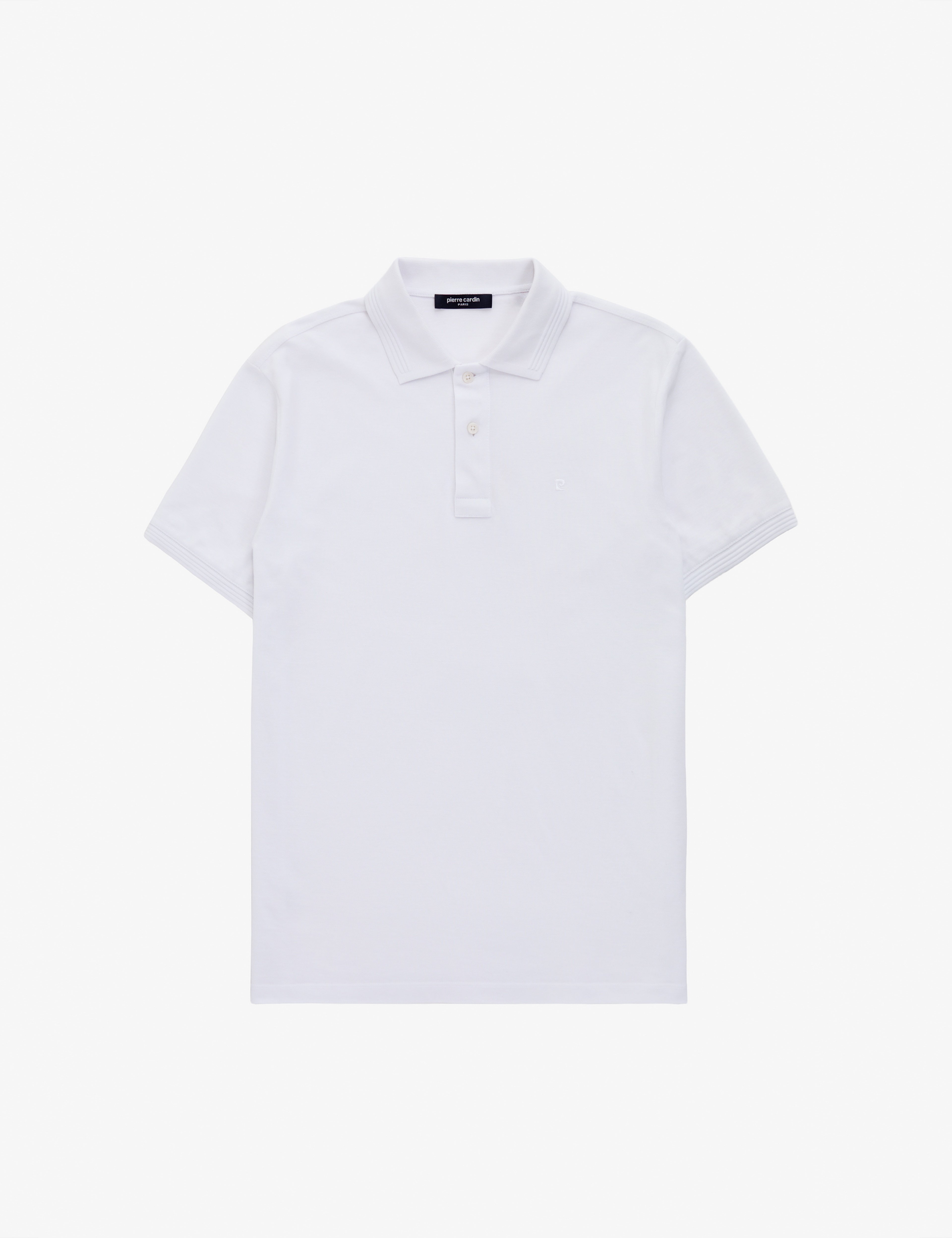 Beyaz Slim Fit %100 Pamuk Düğmeli Polo Yaka Basic Tişört