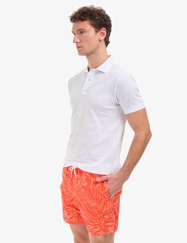 Beyaz Slim Fit %100 Pamuk Düğmeli Polo Yaka Basic Tişört
