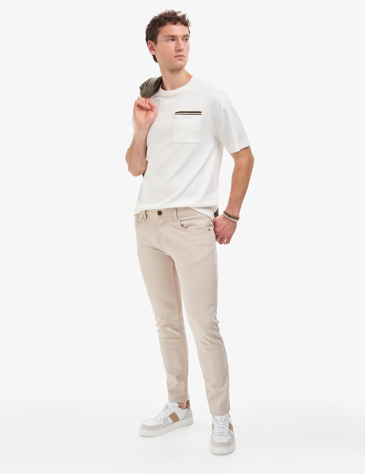 Bej Slim Fit Jean Pantolon - 50322848017