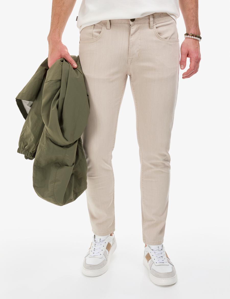 Bej Slim Fit Jean Pantolon