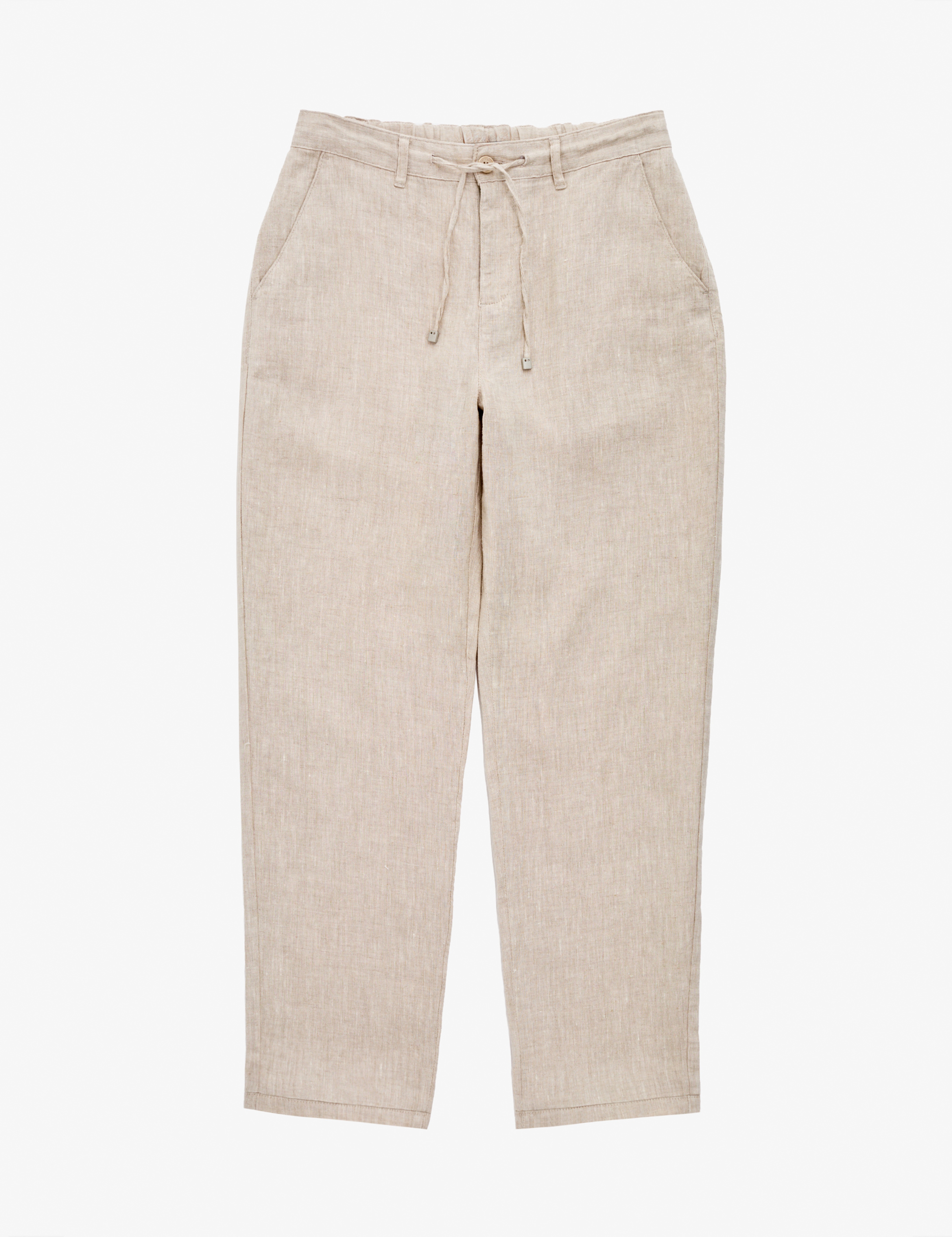 Bej Regular Fit %100 Keten Kanvas Pantolon - Image 5
