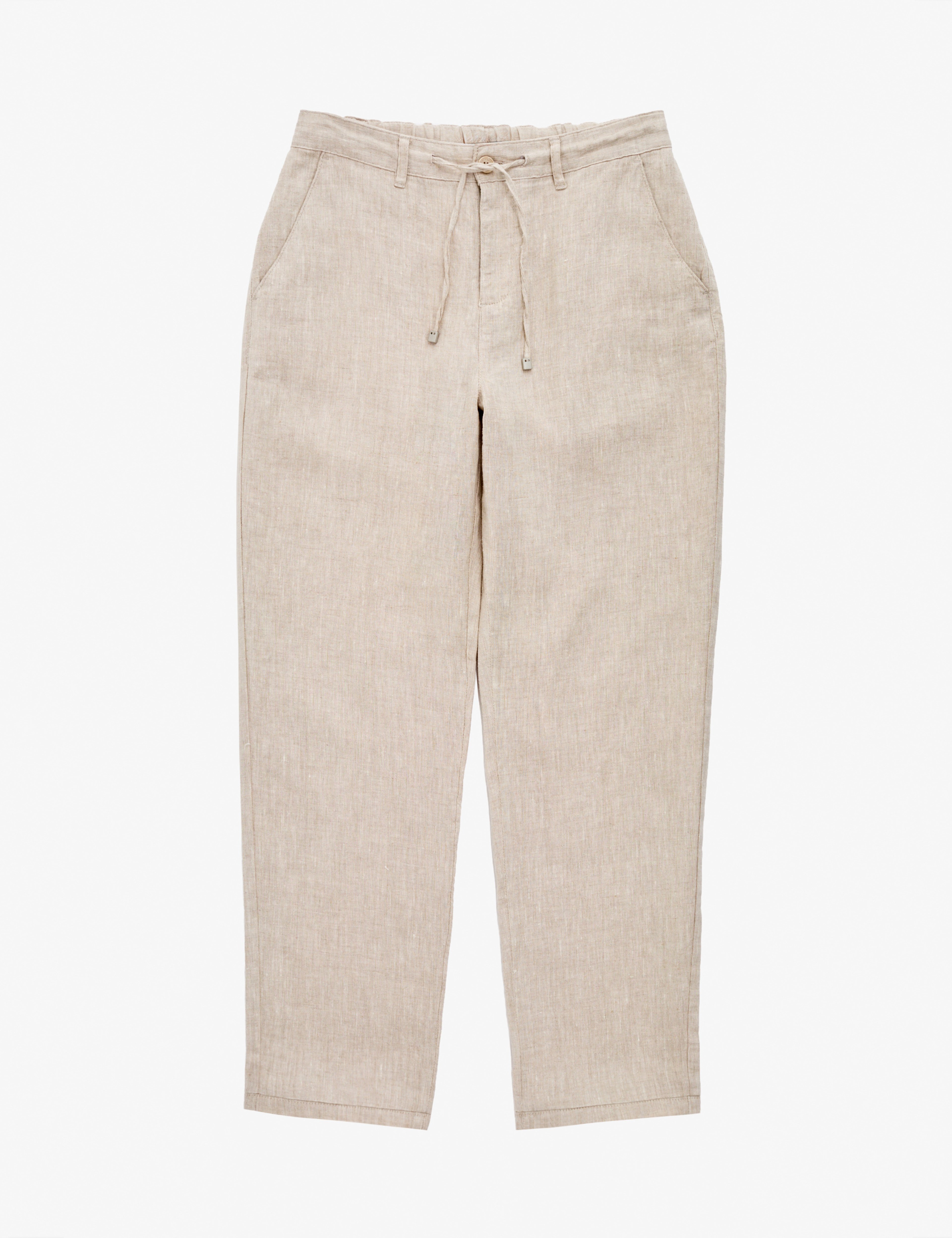 Bej Regular Fit %100 Keten Kanvas Pantolon