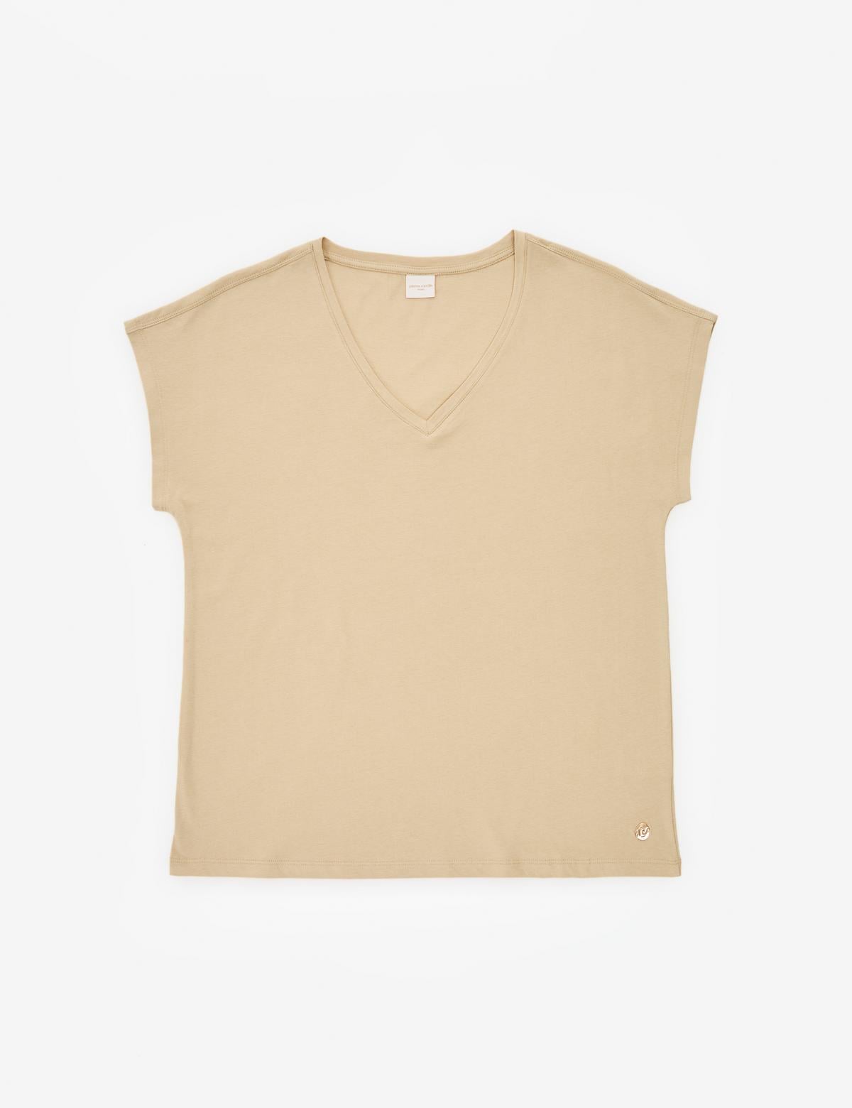 Bej Regular Fit Basic Tişört - 50325454020