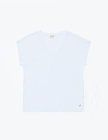 Beyaz Regular Fit V Yaka Basic Tişört