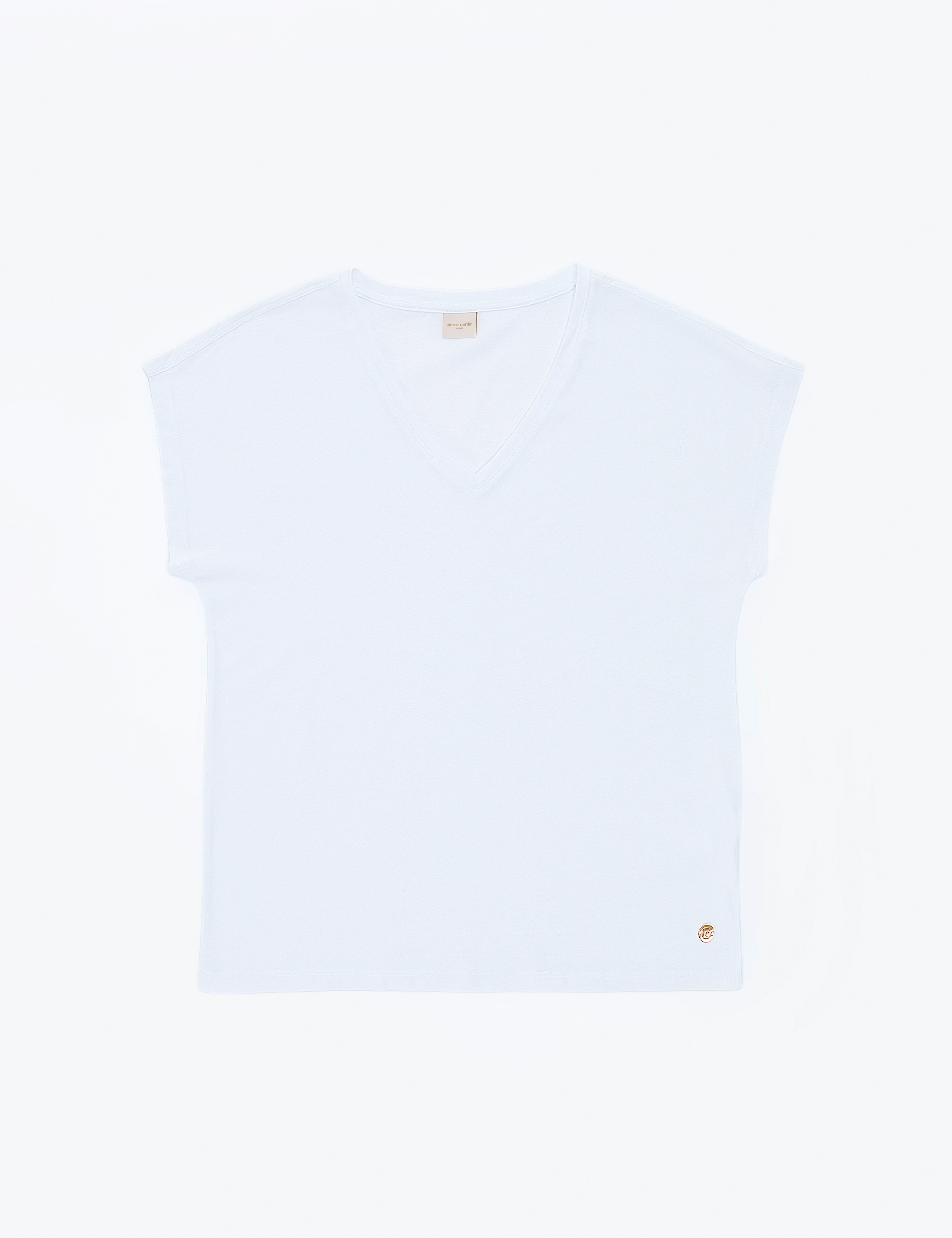 Beyaz Regular Fit V Yaka Basic Tişört