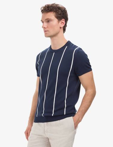 Lacivert Slim Fit Bisiklet Yaka Triko Tişört