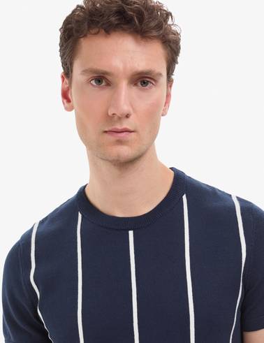Lacivert Slim Fit Bisiklet Yaka Triko Tişört