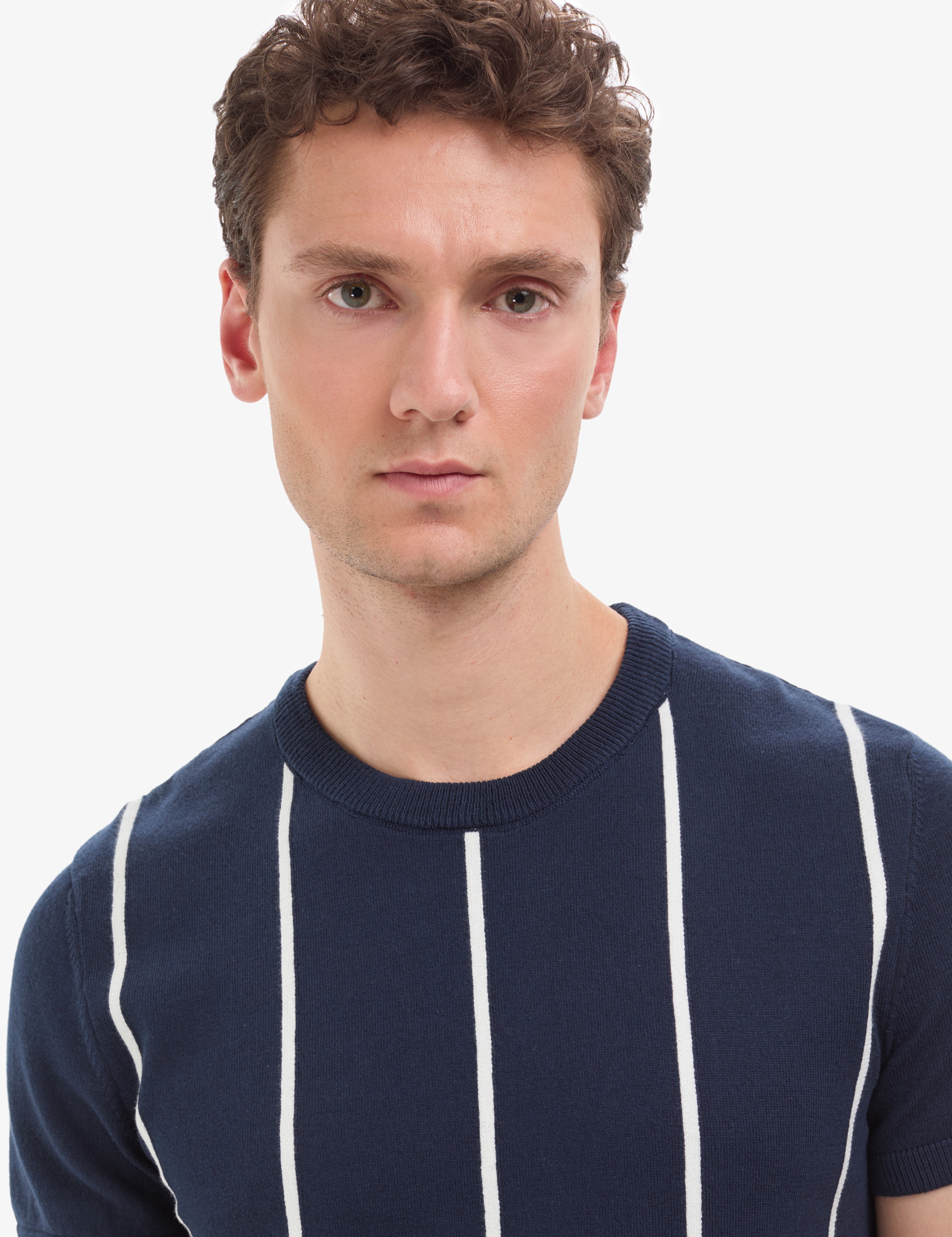 Lacivert Slim Fit Bisiklet Yaka Triko Tişört - Image 2