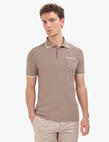 Kahverengi Regular Fit %100 Pamuk Düğmeli Polo Yaka Tişört