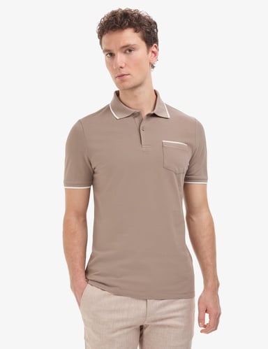 Kahverengi Regular Fit %100 Pamuk Düğmeli Polo Yaka Tişört