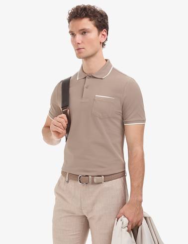Kahverengi Regular Fit %100 Pamuk Düğmeli Polo Yaka Tişört