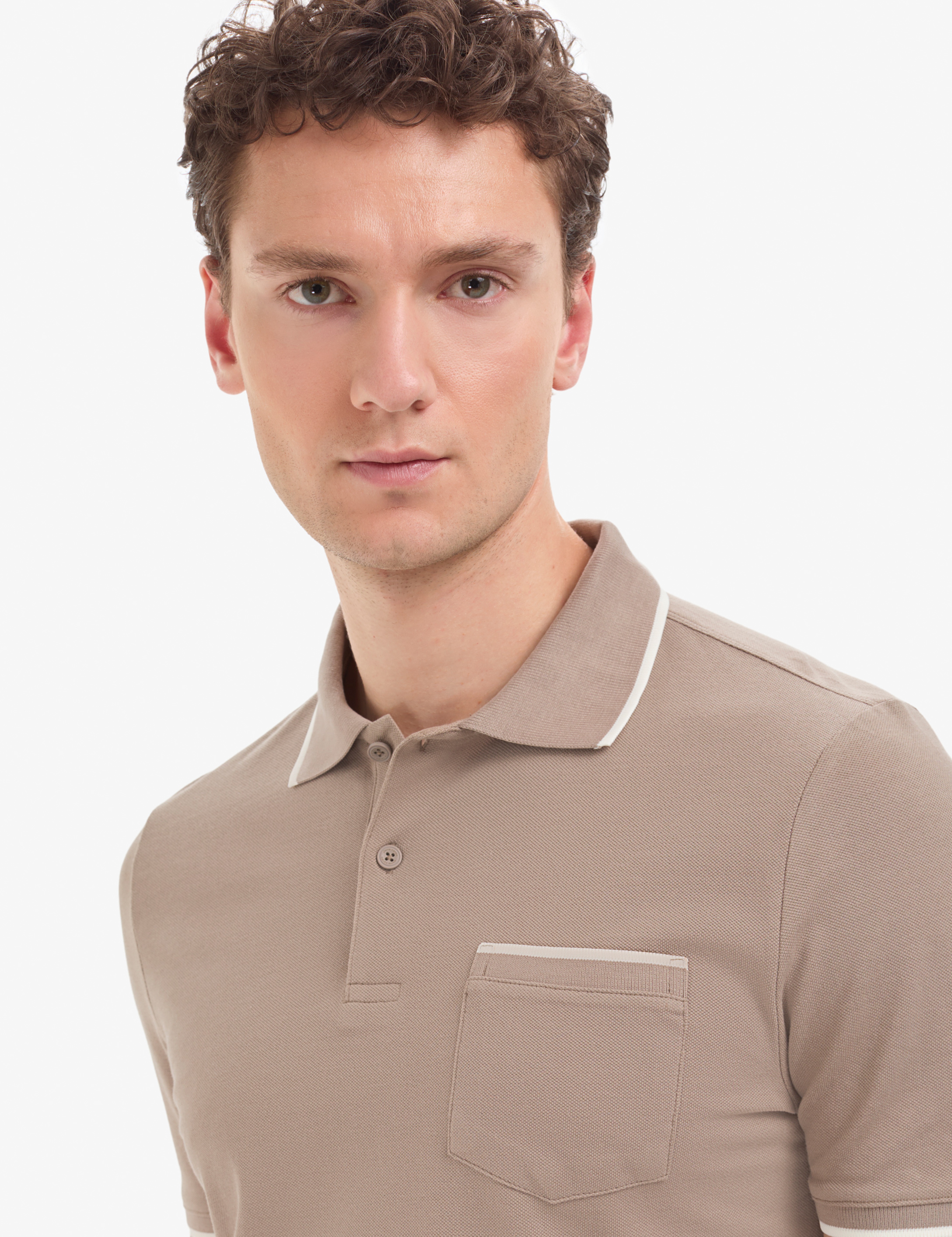 Kahverengi Regular Fit %100 Pamuk Düğmeli Polo Yaka Tişört - Image 2