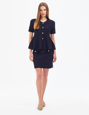Lacivert Slim Fit Triko Etek