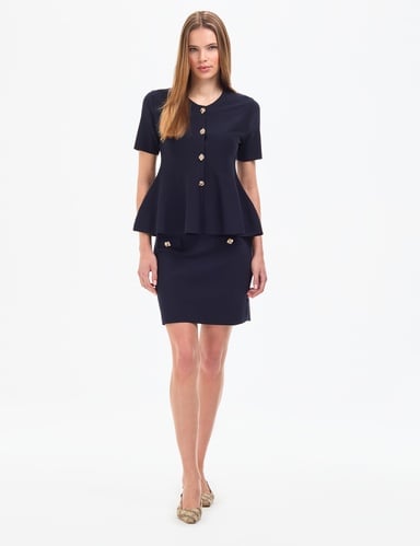 Lacivert Slim Fit Triko Etek