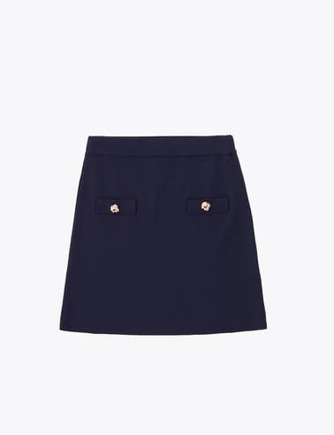 Lacivert Slim Fit Triko Etek
