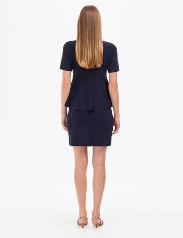 Lacivert Slim Fit Triko Etek