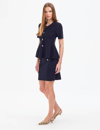 Lacivert Slim Fit Triko Etek