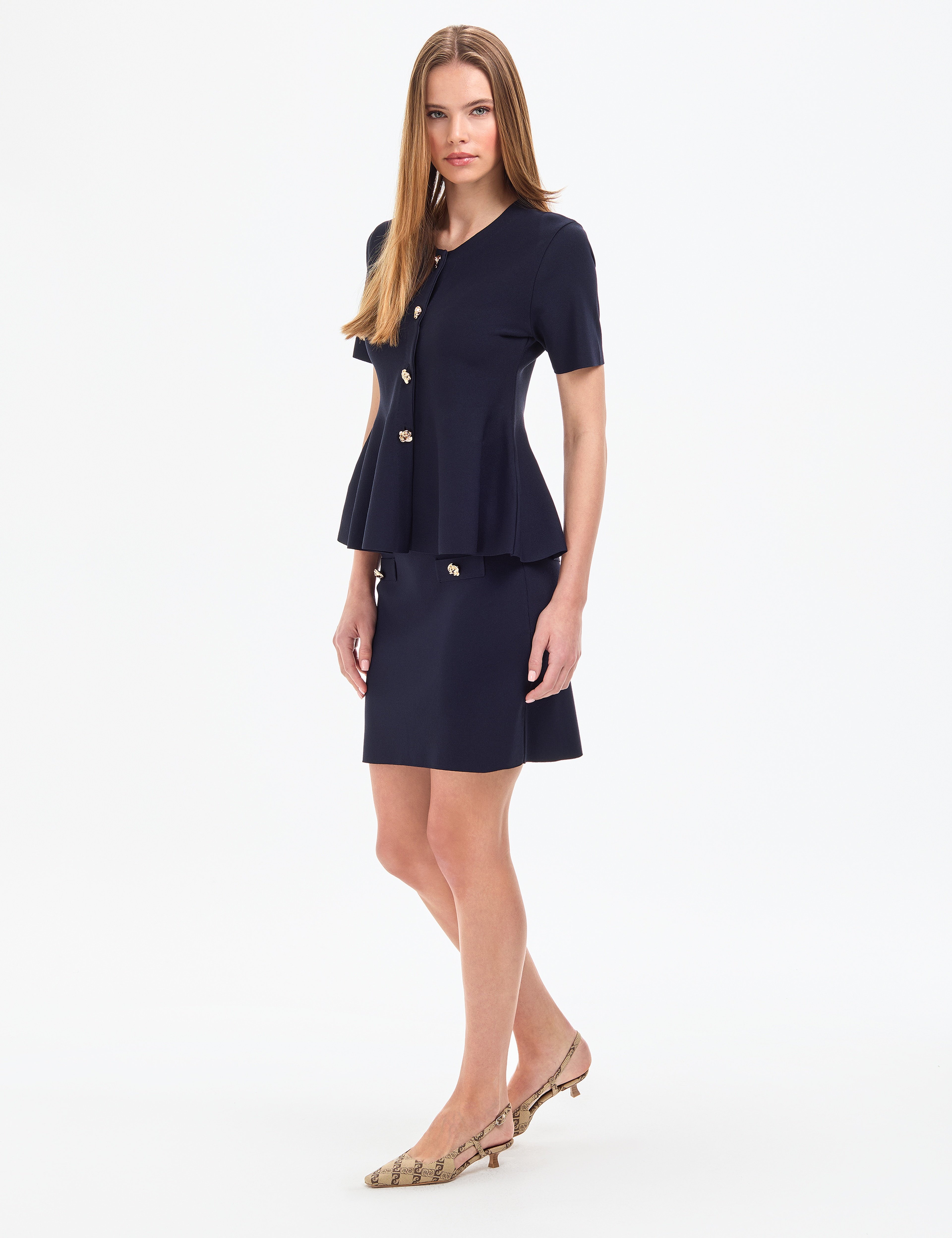 Lacivert Slim Fit Triko Etek - Image 3