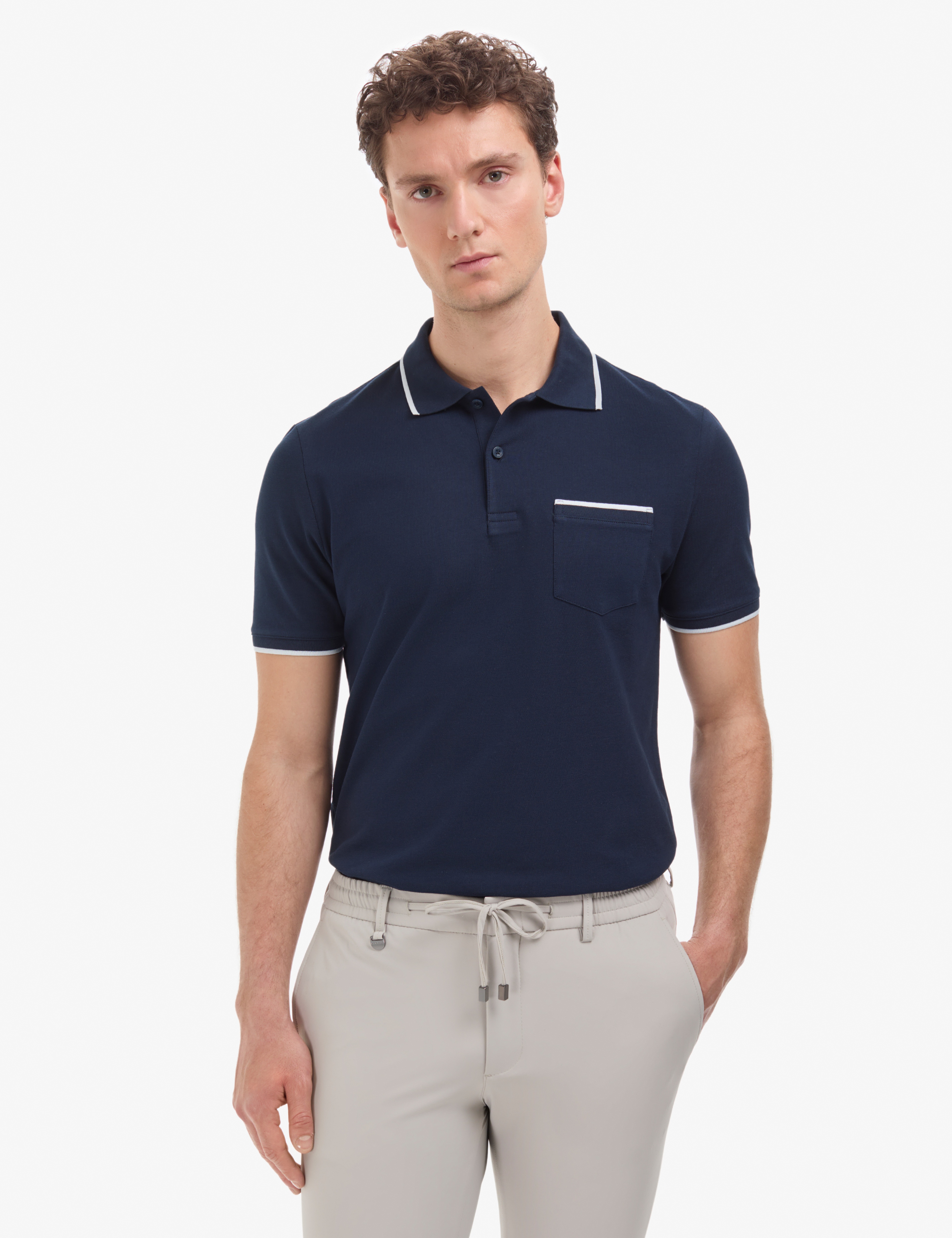 Lacivert Regular Fit %100 Pamuk Düğmeli Polo Yaka Tişört - Image 1