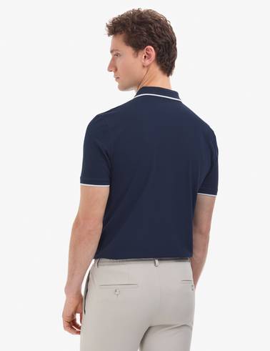 Lacivert Regular Fit %100 Pamuk Düğmeli Polo Yaka Tişört