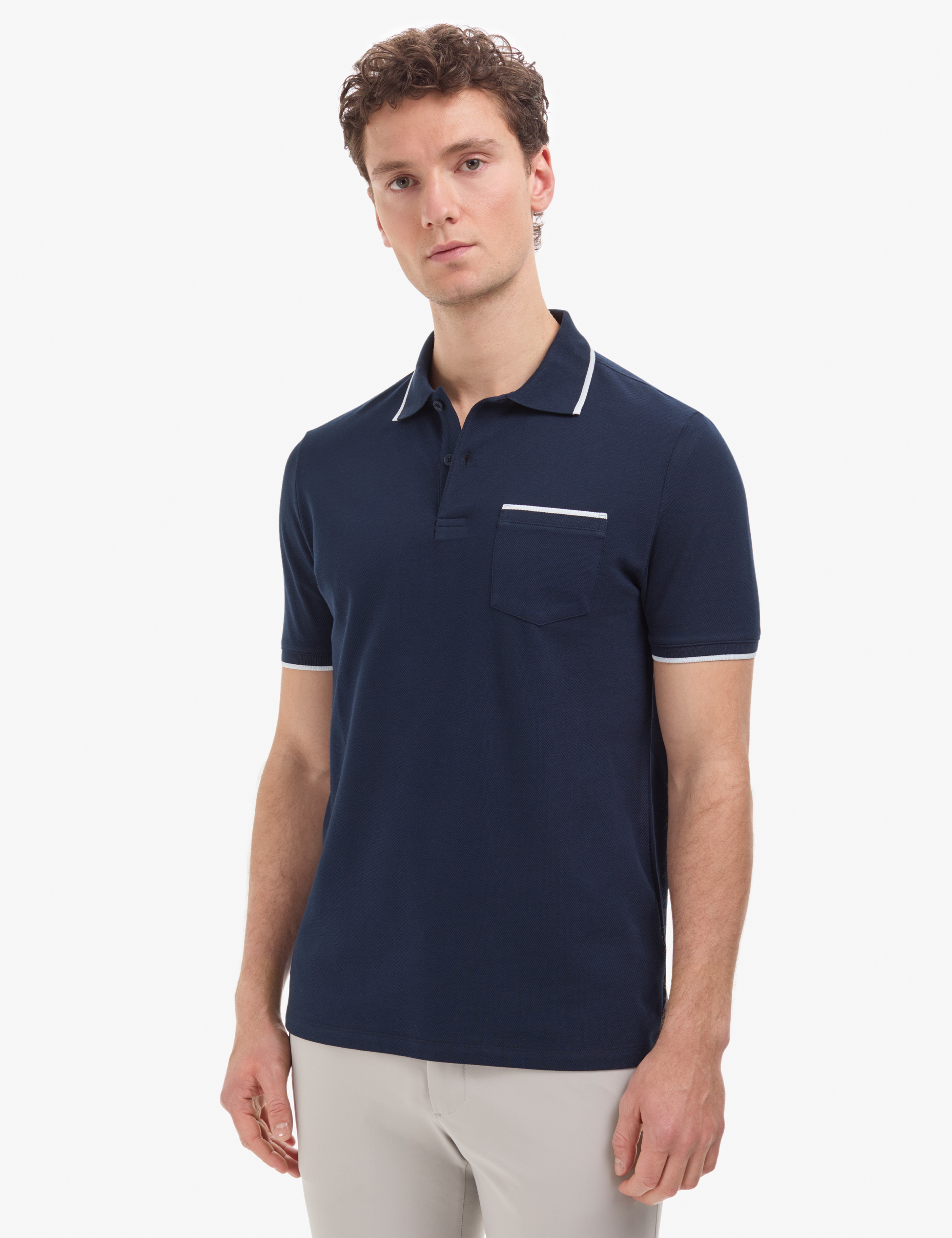 Lacivert Regular Fit %100 Pamuk Düğmeli Polo Yaka Tişört - Image 3