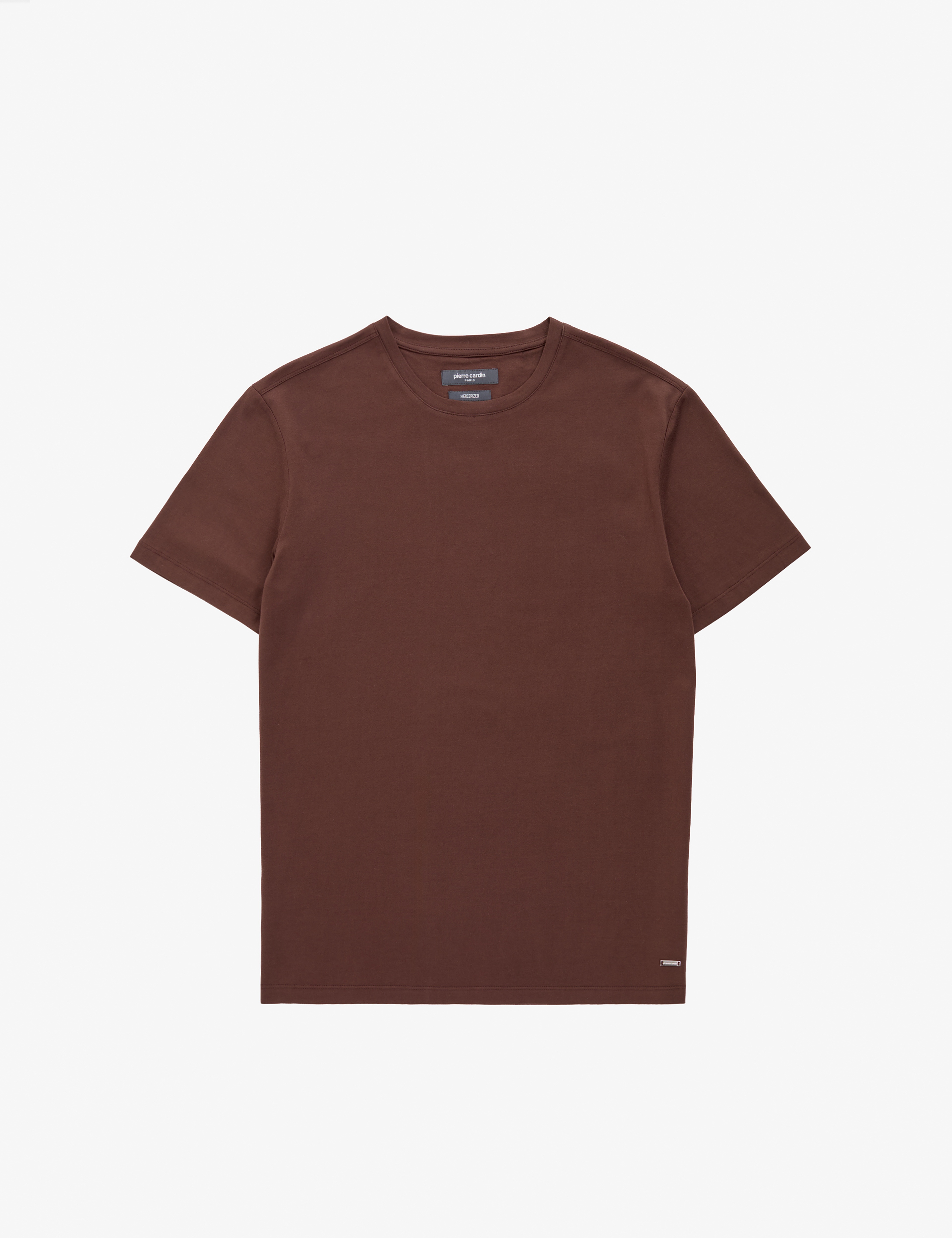 Koyu Kahverengi Regular Fit Bisiklet Yaka Basic Tişört - Image 6