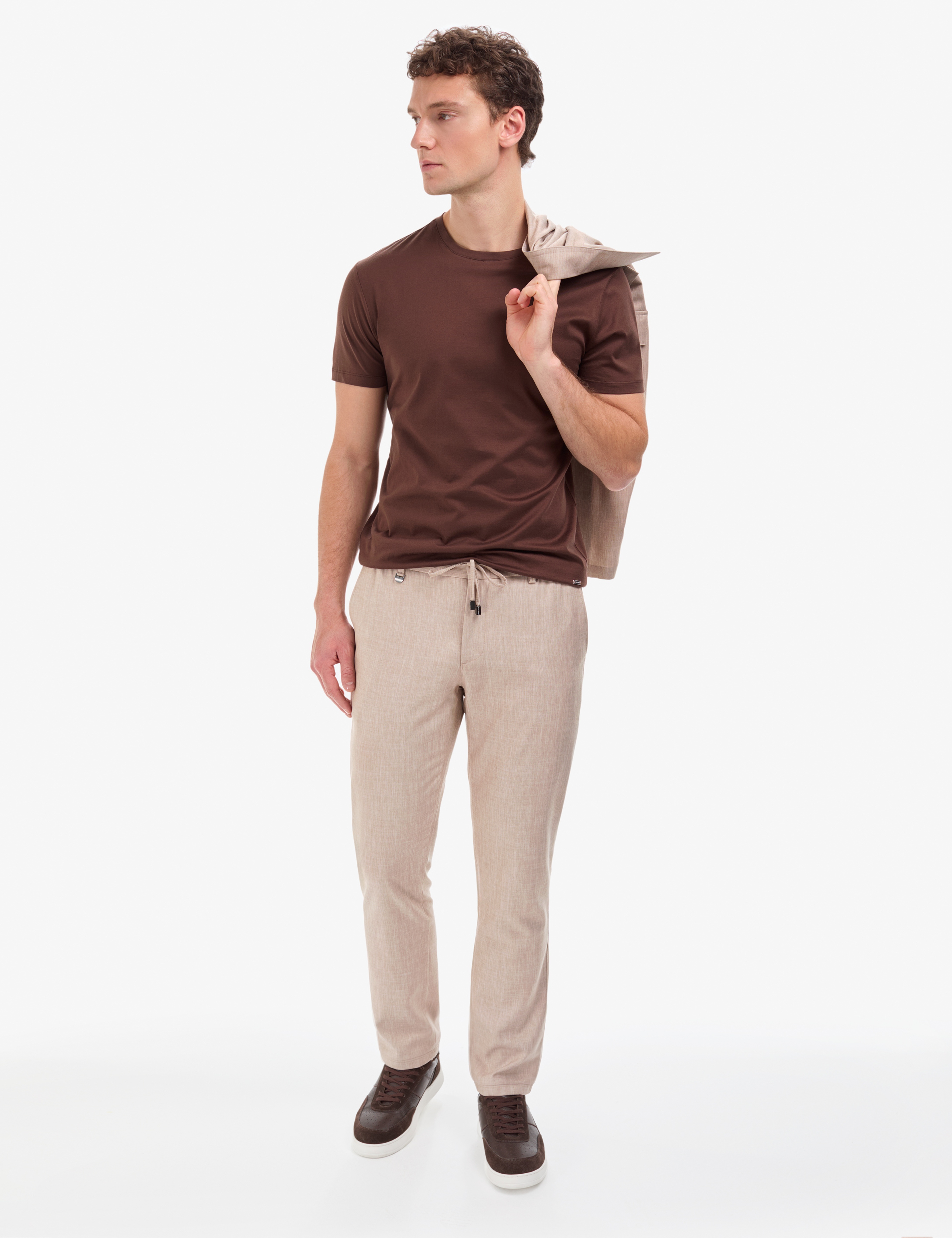 Koyu Kahverengi Regular Fit Bisiklet Yaka Basic Tişört