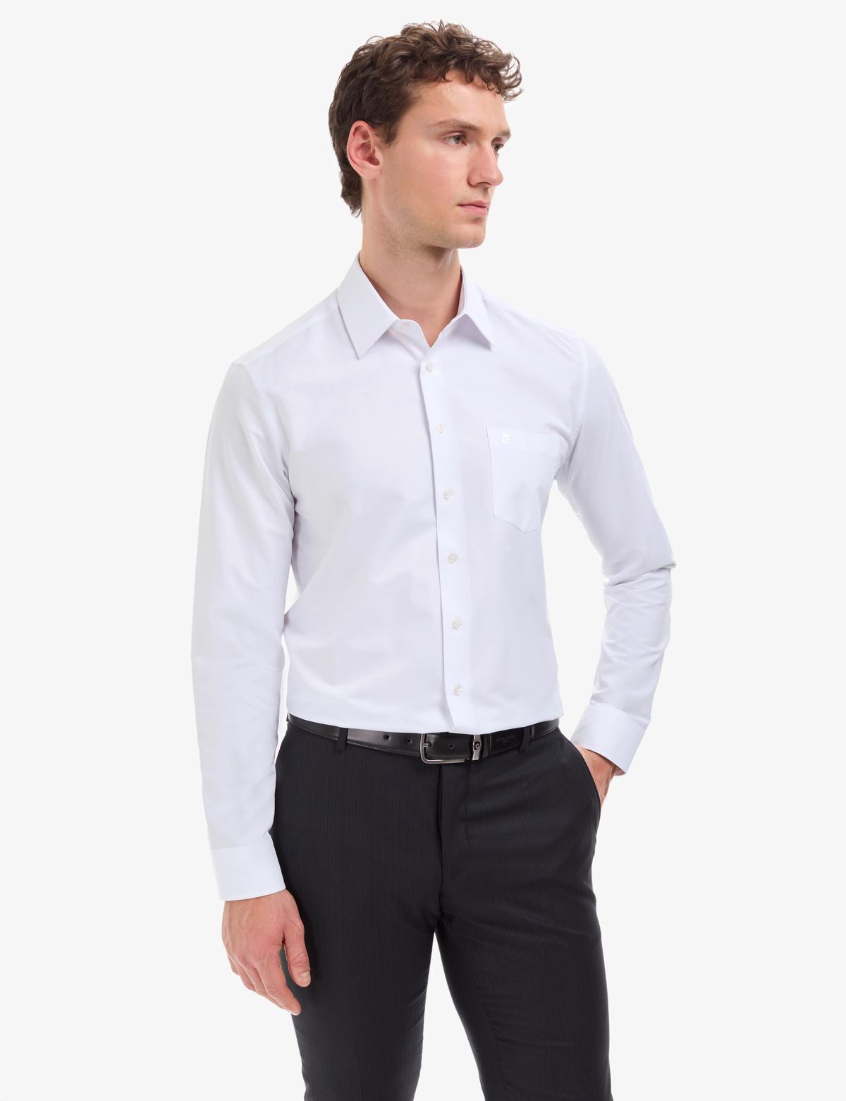 Beyaz Regular Fit Uzun Kollu Basic Gömlek
