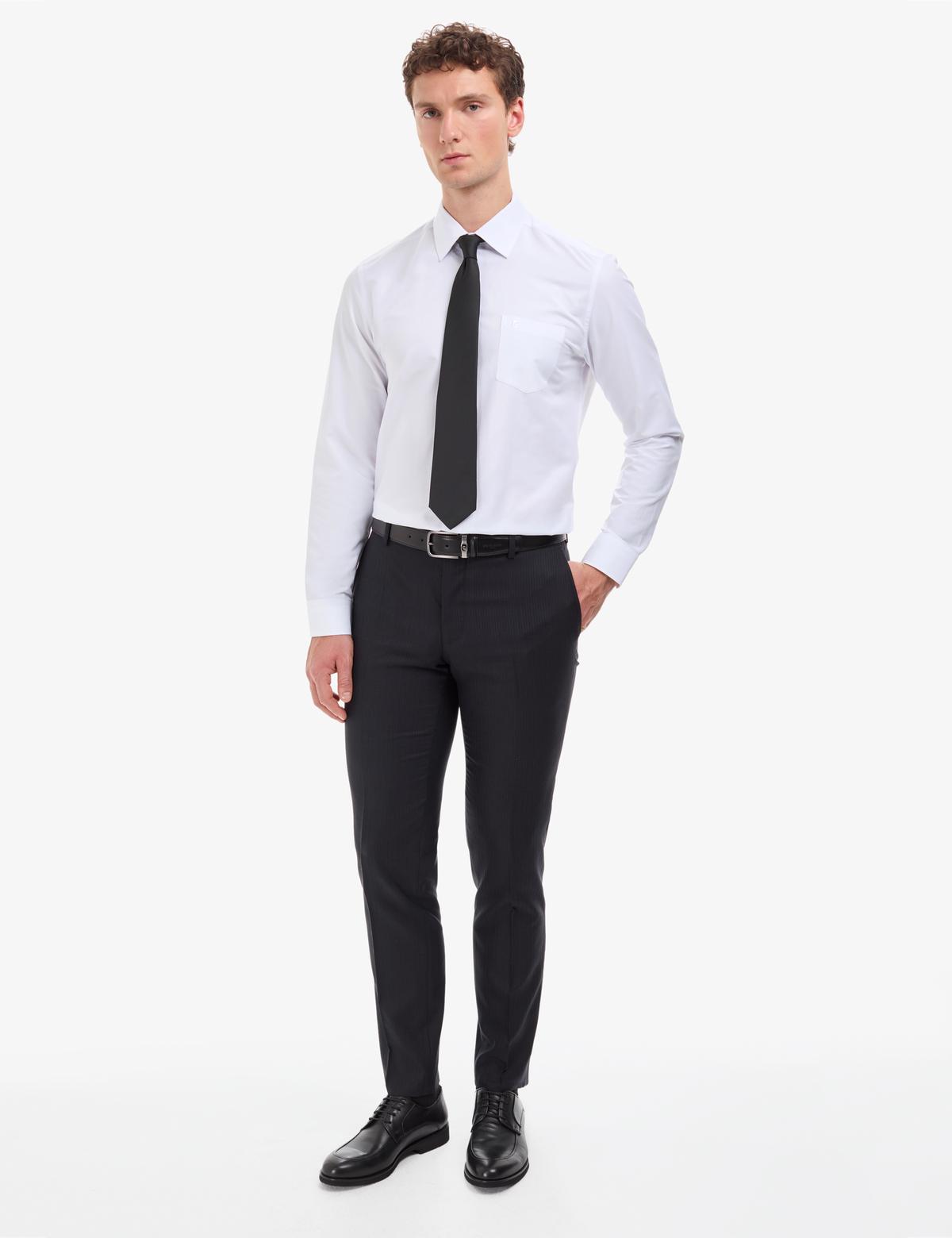 Beyaz Regular Fit Uzun Kollu Basic Gömlek - 50322579015