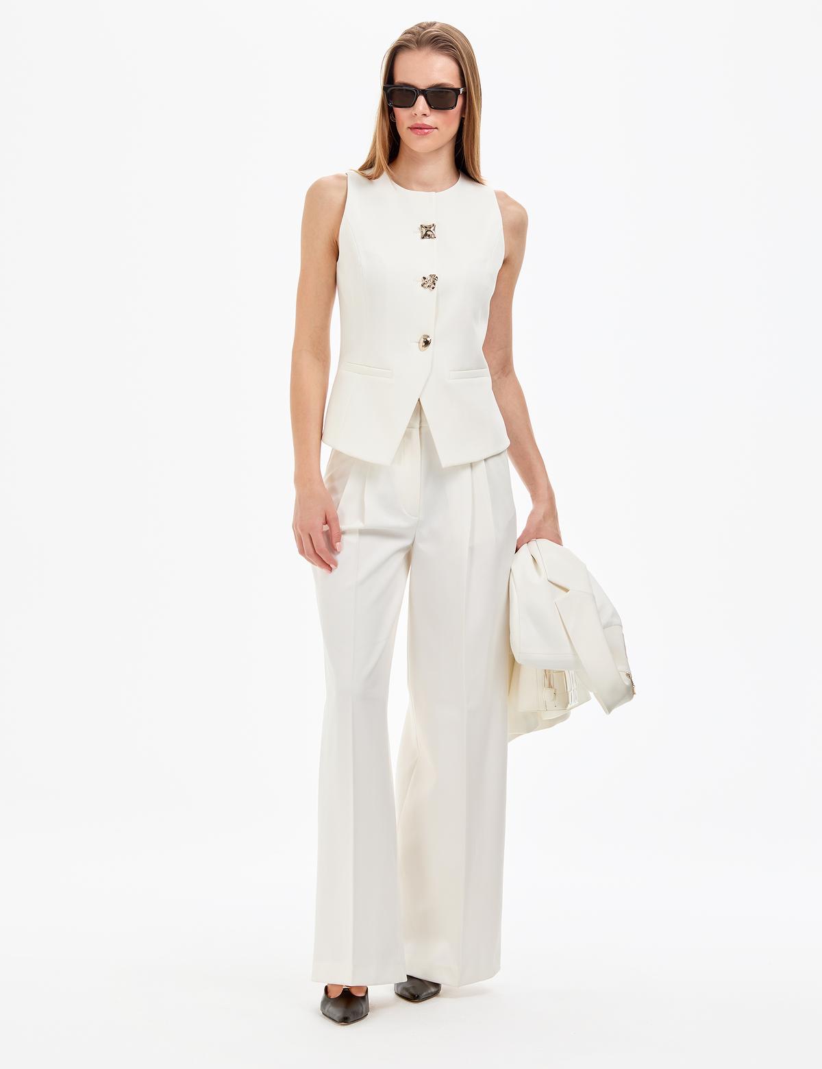 Ekru Slim Fit Yelek - 50320344004