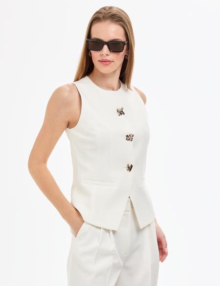 Ekru Slim Fit Yelek - 50320344004