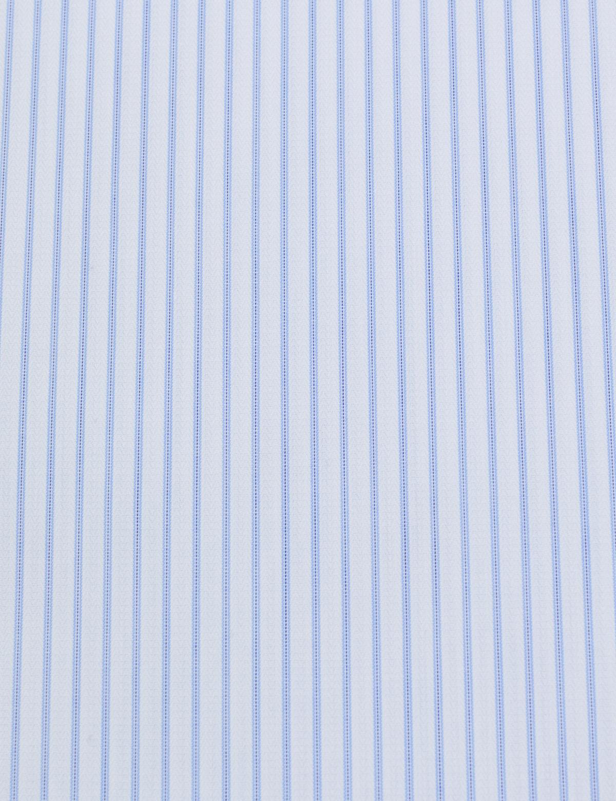 Beyaz Non Iron Ütü Gerektirmez Çizgili Slim Fit Basic Uzun Kollu Gömlek - 50321024008