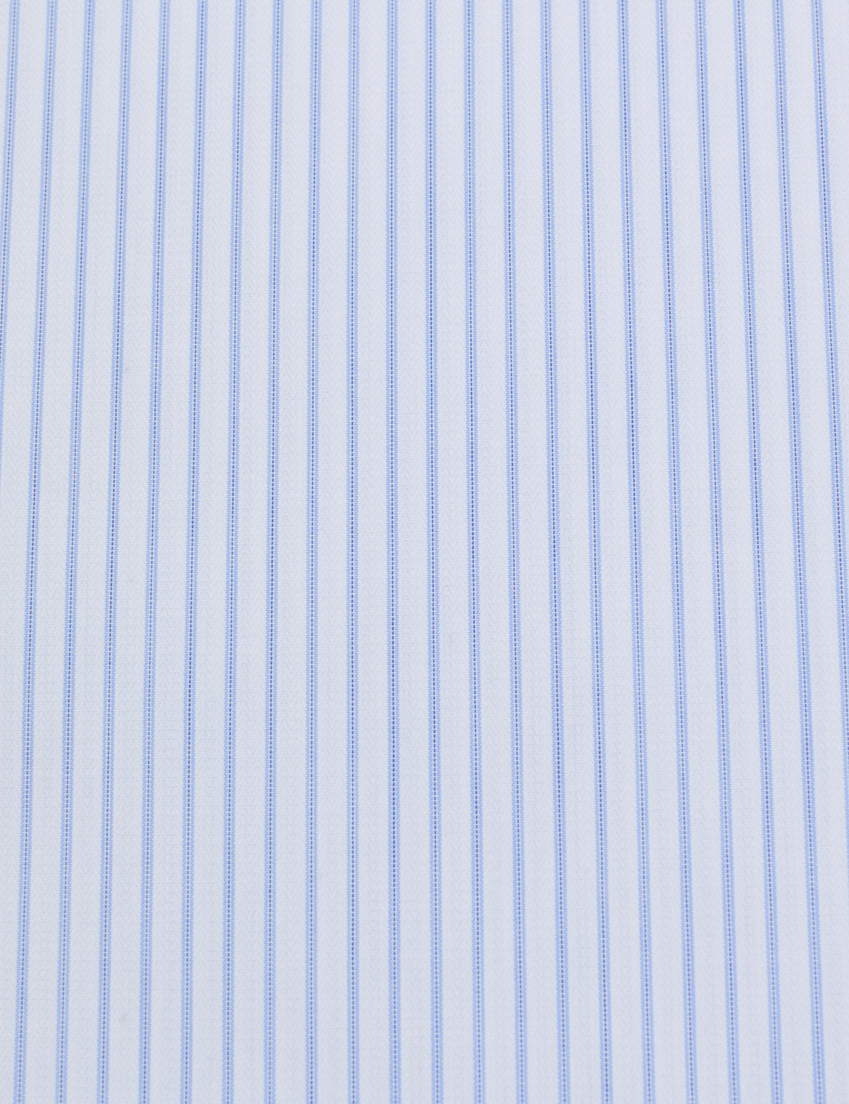 Beyaz Non Iron Ütü Gerektirmez Çizgili Slim Fit Basic Uzun Kollu Gömlek
