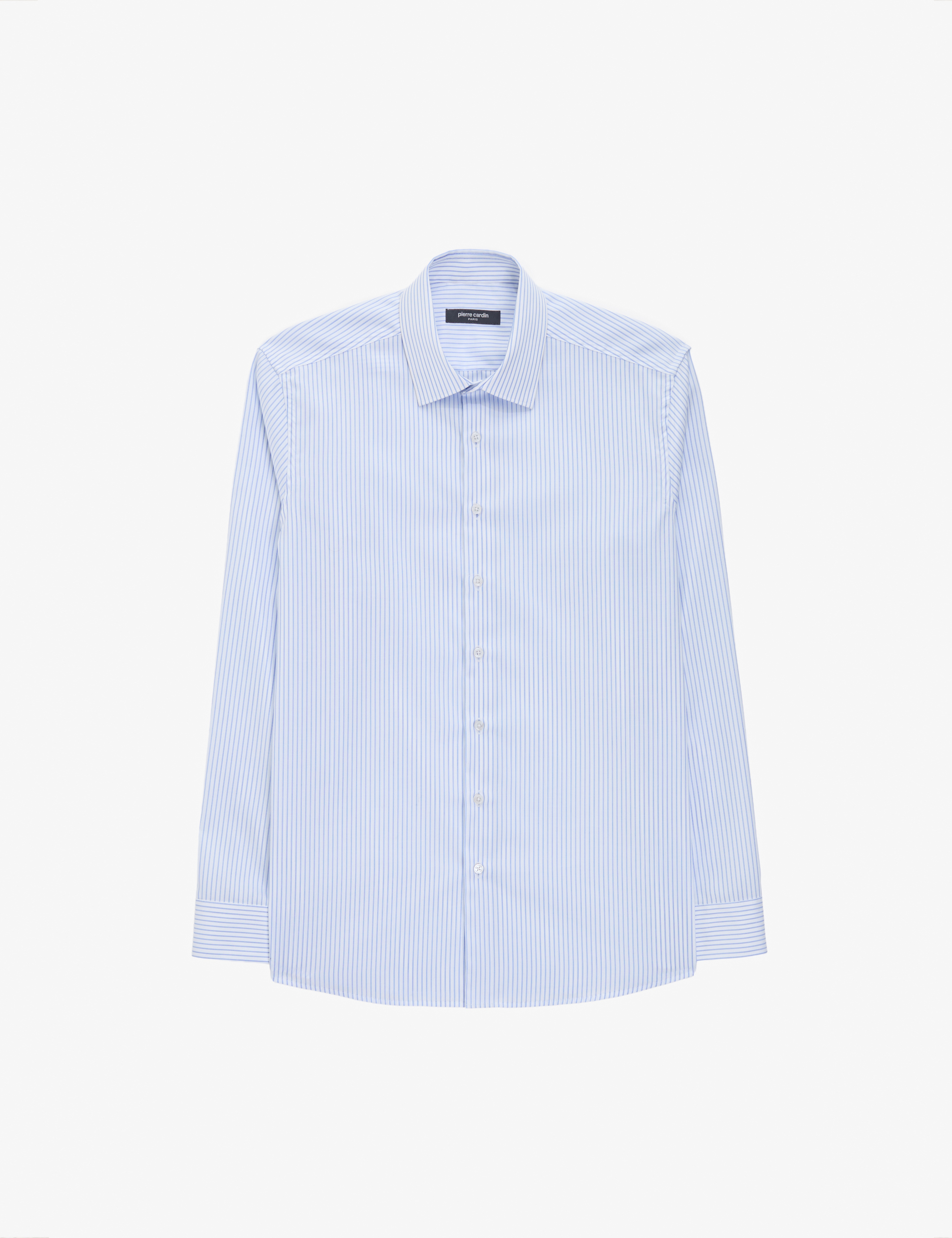 Beyaz Non Iron Ütü Gerektirmez Çizgili Slim Fit Basic Uzun Kollu Gömlek