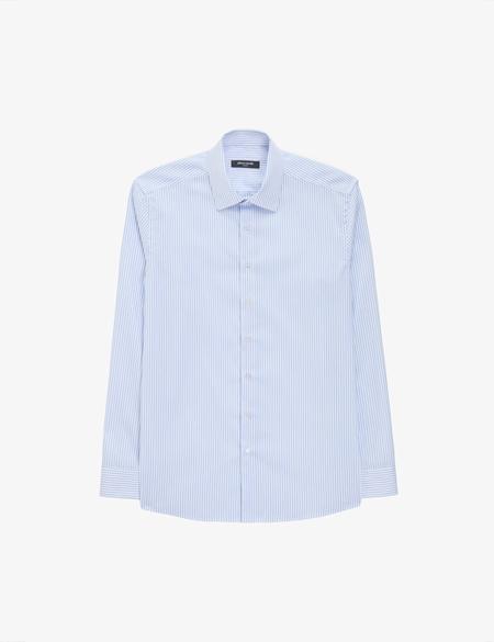 Beyaz Non Iron Ütü Gerektirmez Çizgili Slim Fit Basic Uzun Kollu Gömlek - 50321024008