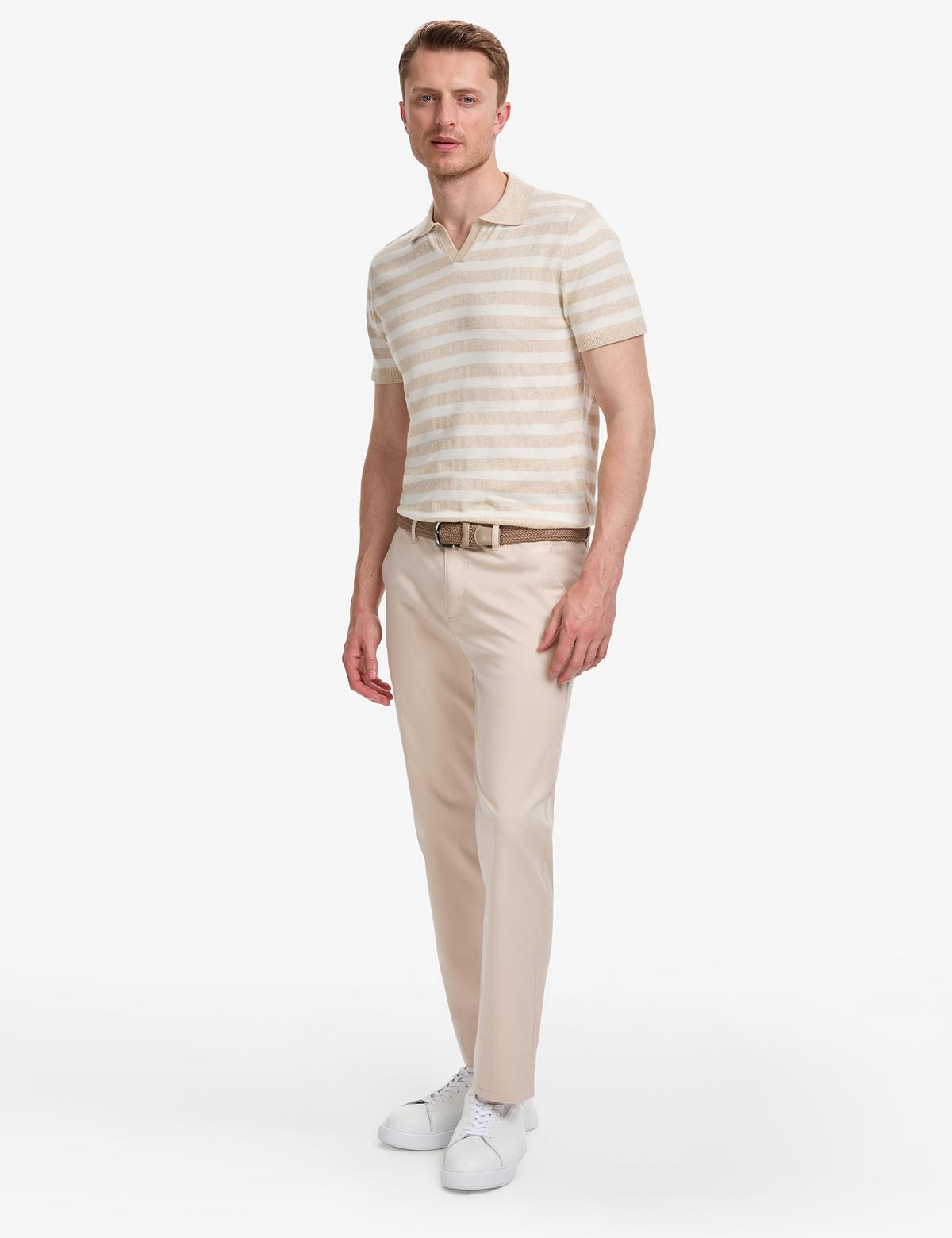 Bej Regular Fit Basic Kanvas Pantolon - 50305473108