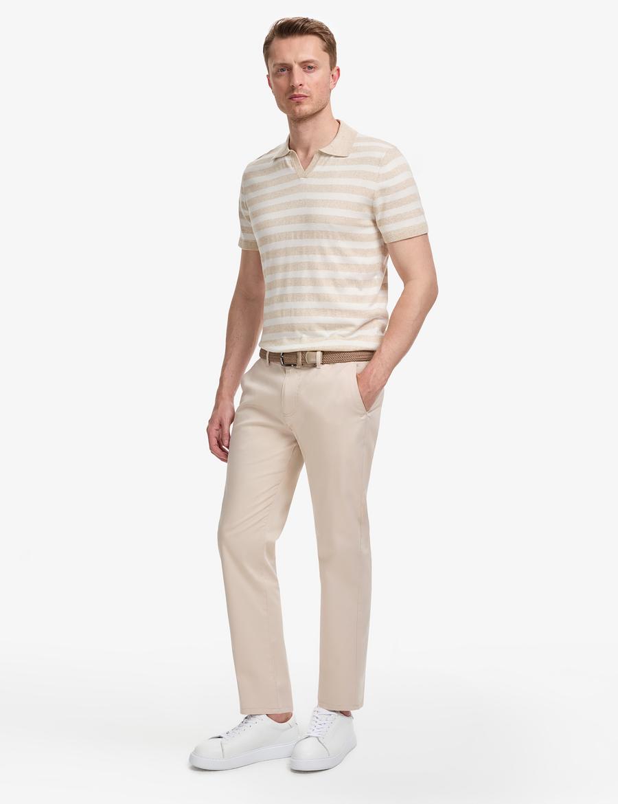 Bej Regular Fit Basic Kanvas Pantolon