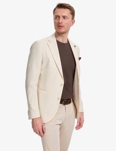 Bej Ex. Slim Fit Pamuk Karışımlı Ceket