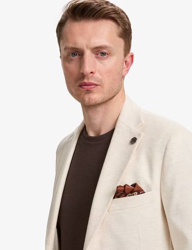 Bej Ex. Slim Fit Pamuk Karışımlı Ceket