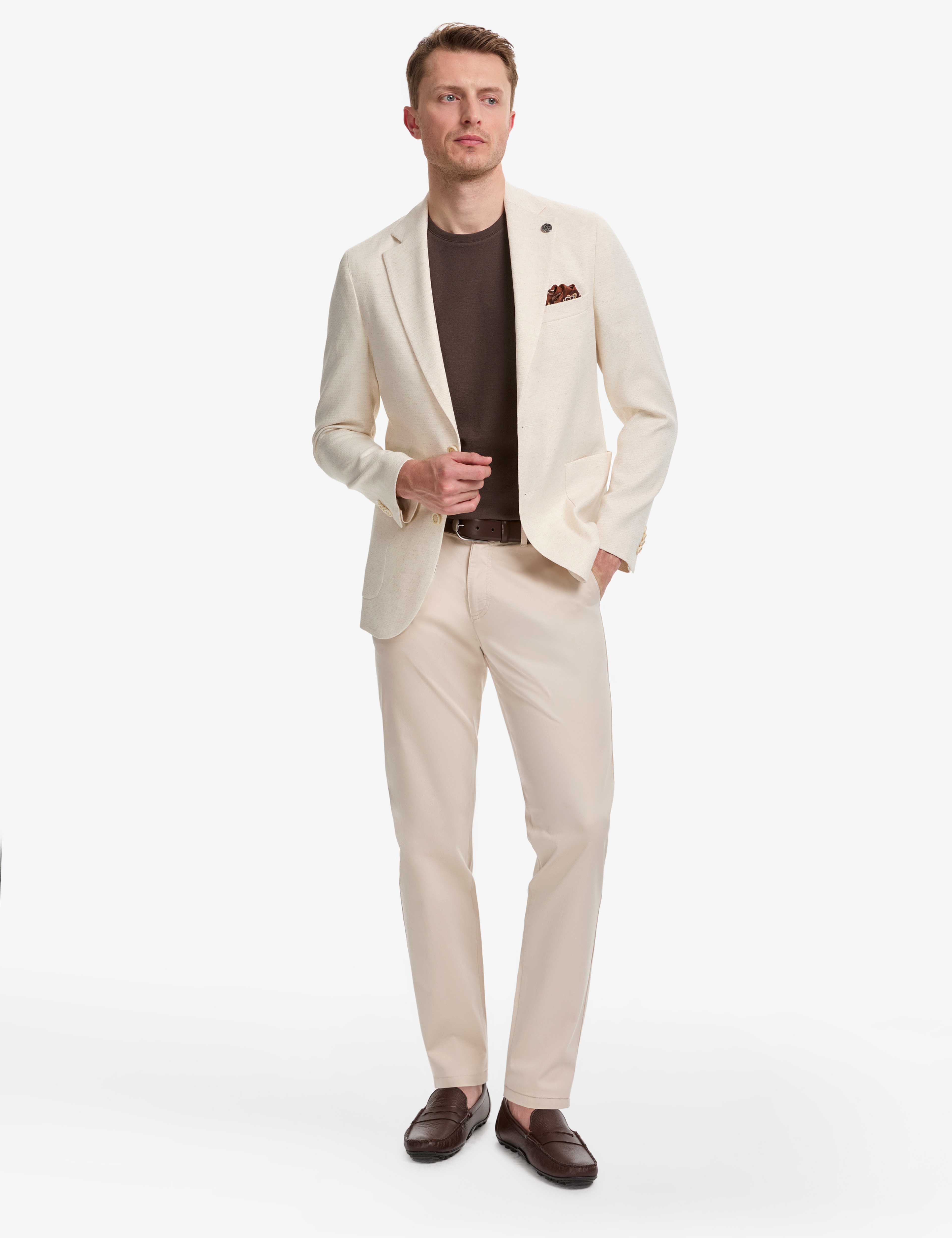 Bej Ex. Slim Fit Pamuk Karışımlı Ceket - Image 4
