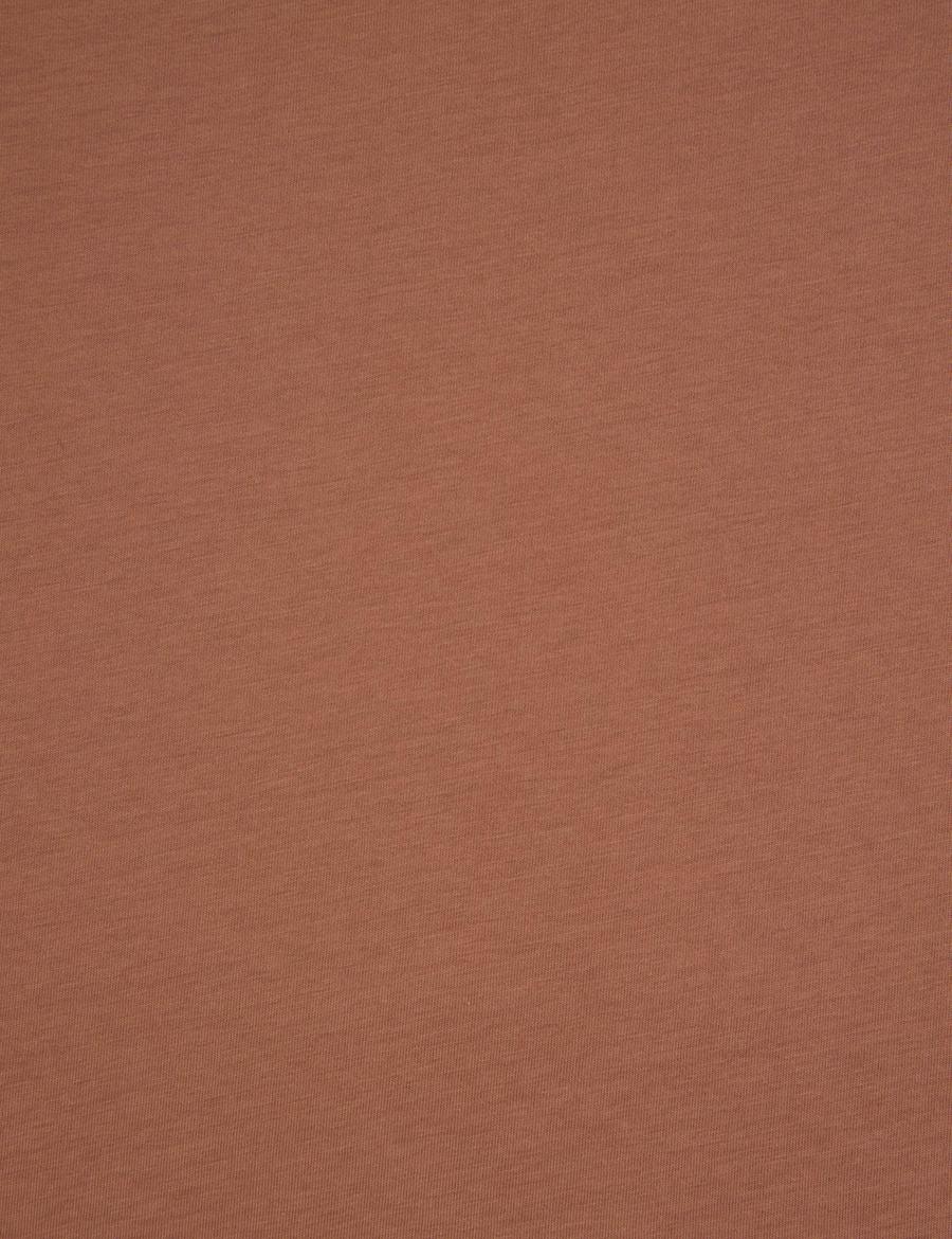 Açık Kahverengi Slim Fit %100 Pamuk Bisiklet Yaka Basic Tişört