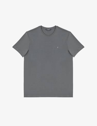 Antrasit Slim Fit %100 Pamuk Bisiklet Yaka Basic Tişört