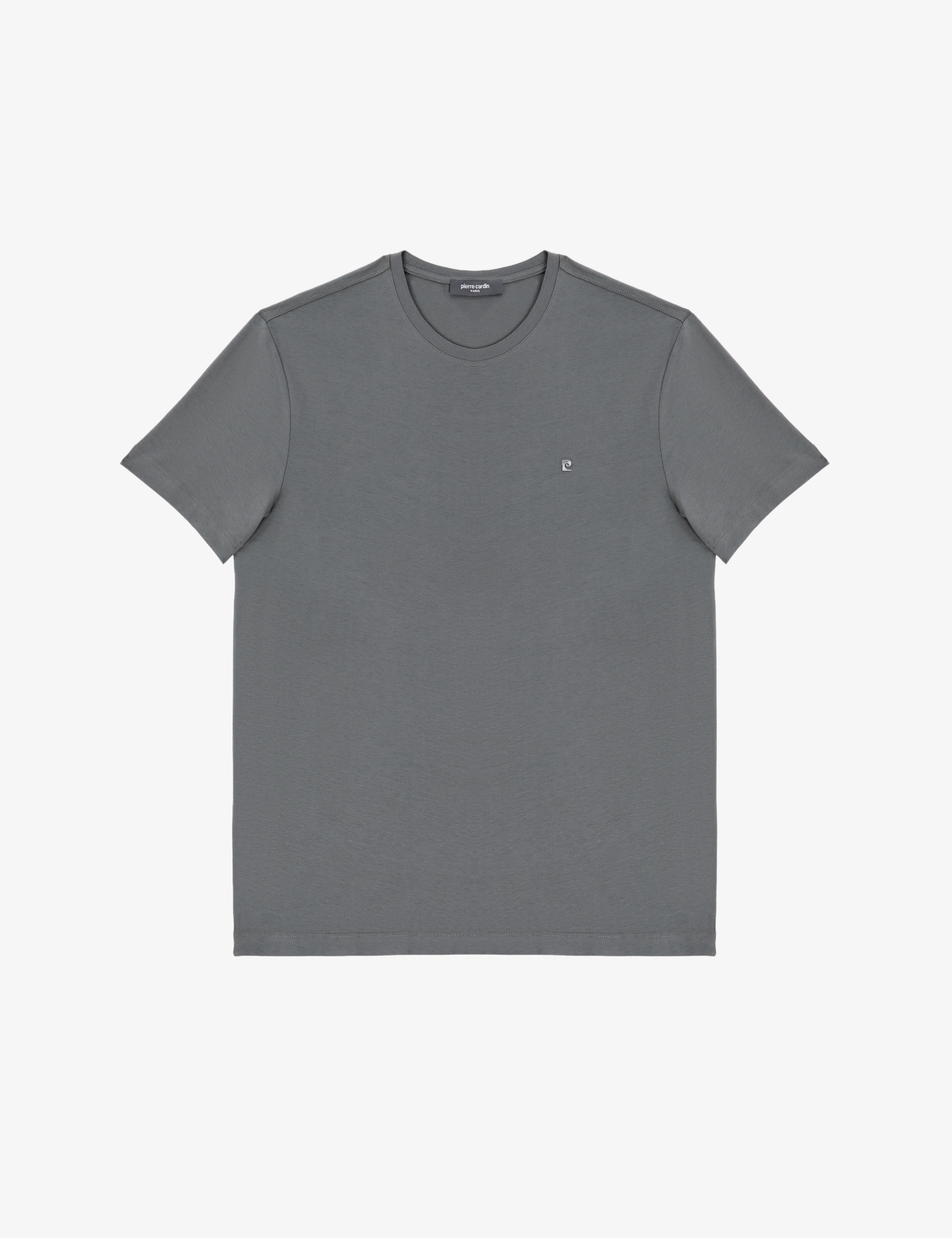 Antrasit Slim Fit %100 Pamuk Bisiklet Yaka Basic Tişört - Image 6