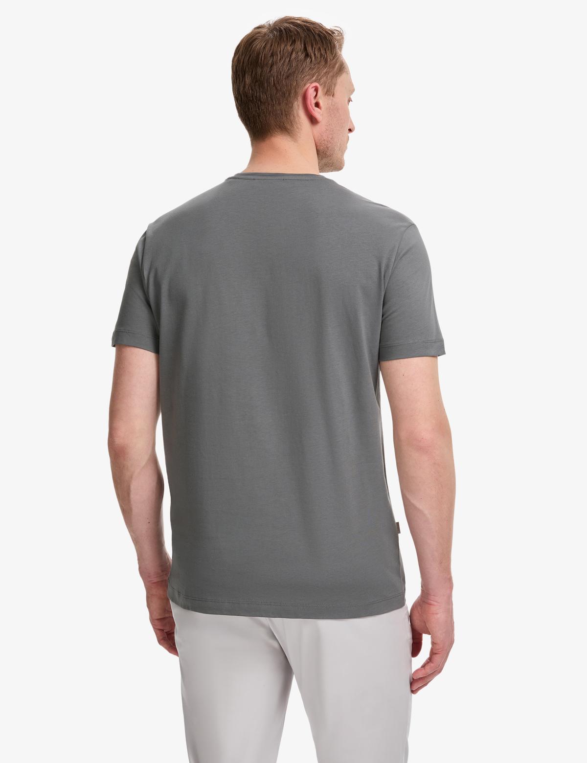 Antrasit Slim Fit %100 Pamuk Bisiklet Yaka Basic Tişört - 50325307022