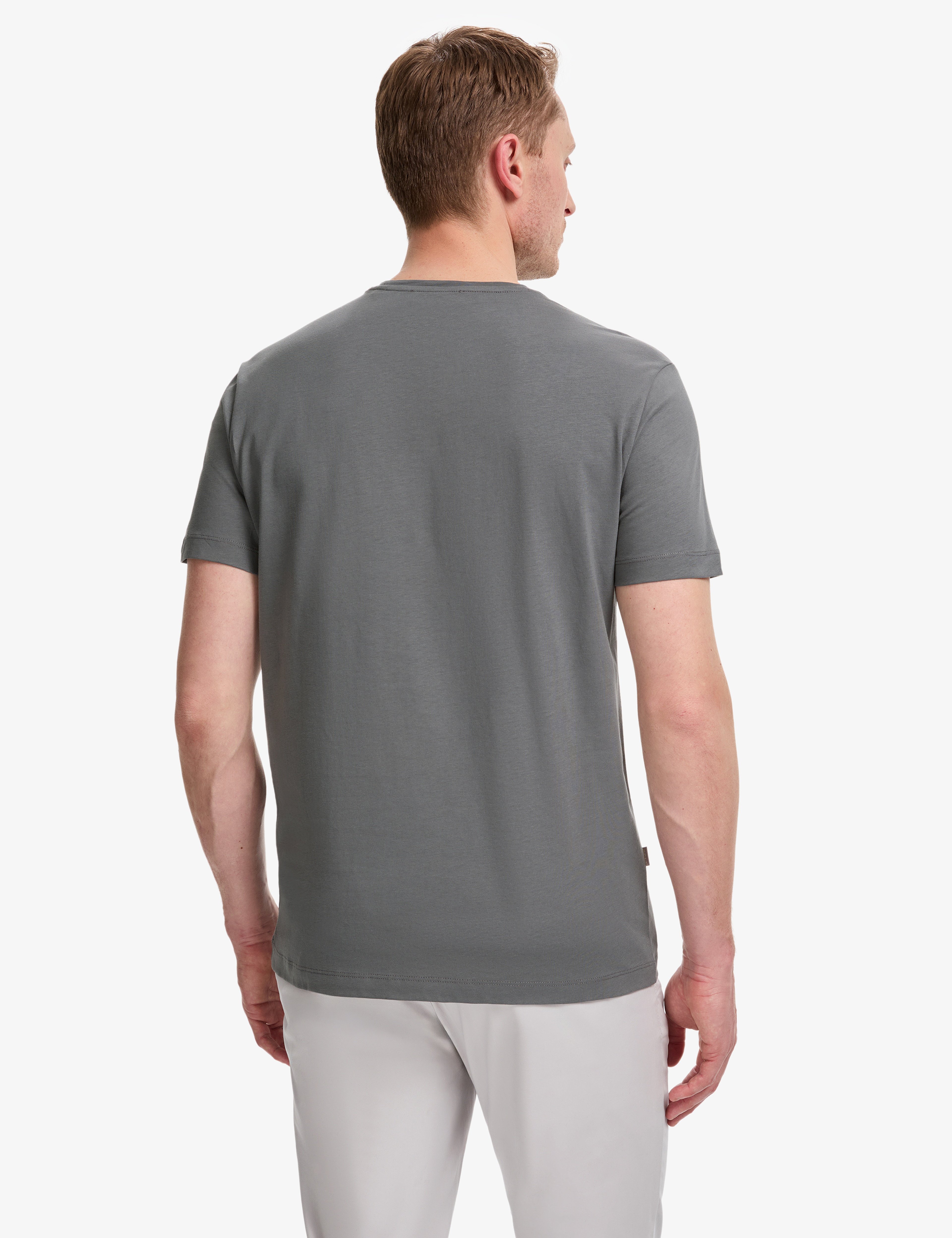Antrasit Slim Fit %100 Pamuk Bisiklet Yaka Basic Tişört - Image 5