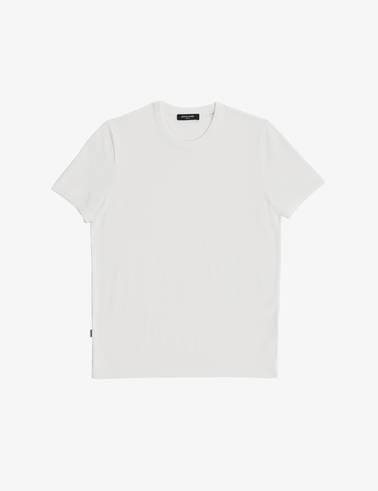 Ekru Slim Fit Bisiklet Yaka Triko Tişört
