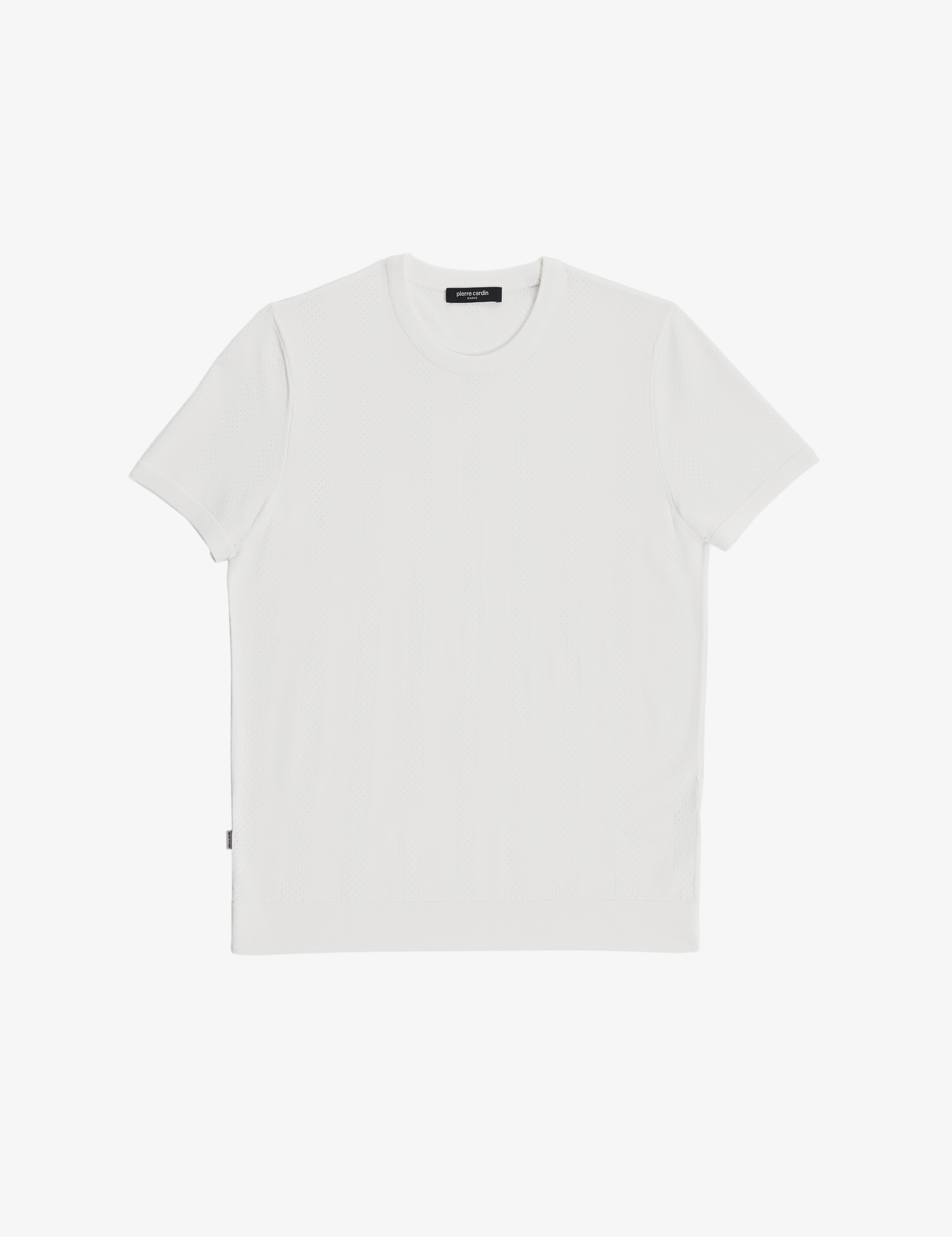 Ekru Slim Fit Bisiklet Yaka Triko Tişört - Image 6