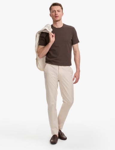 Bej Slim Fit Basic Kanvas Pantolon