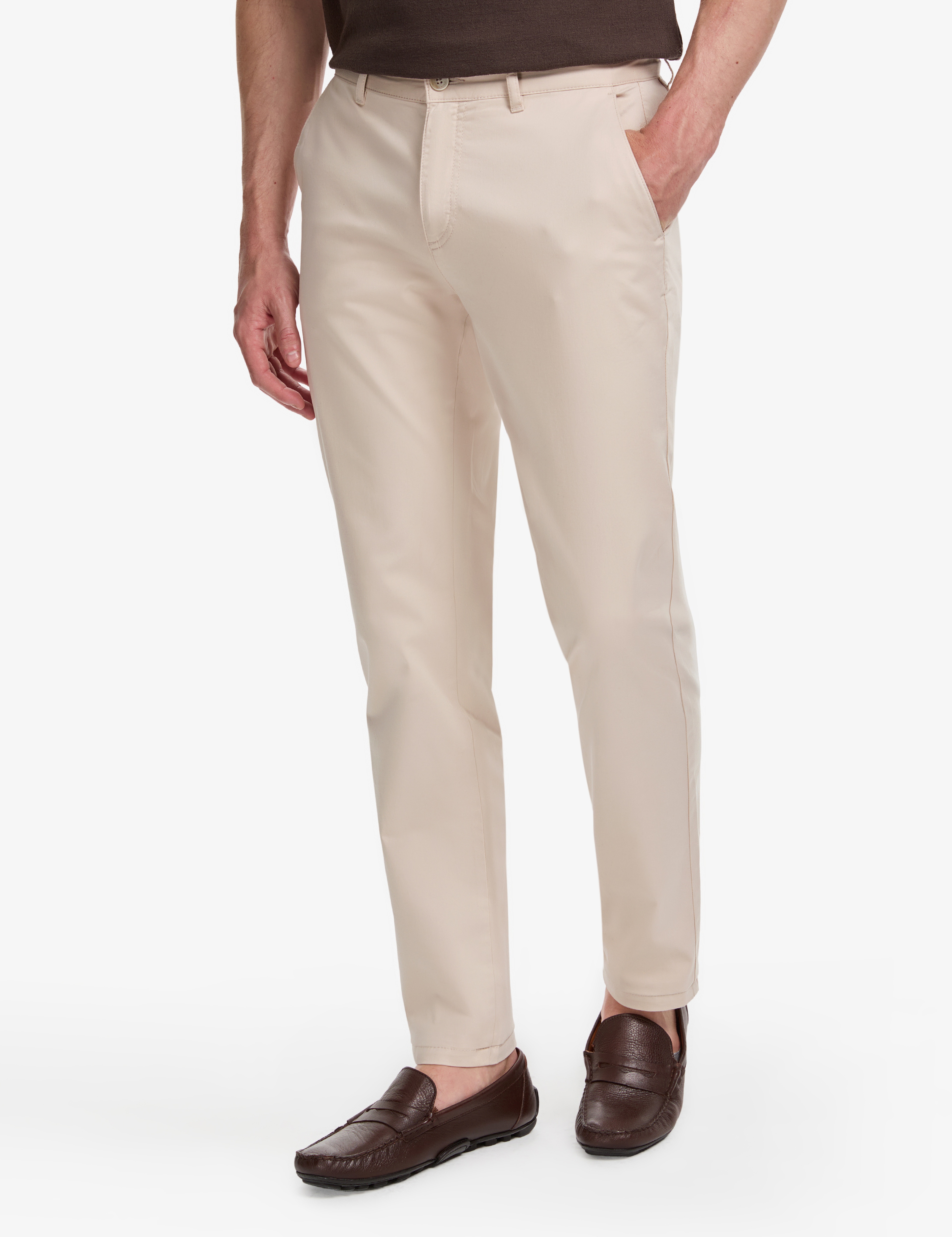 Bej Slim Fit Basic Kanvas Pantolon - Image 2