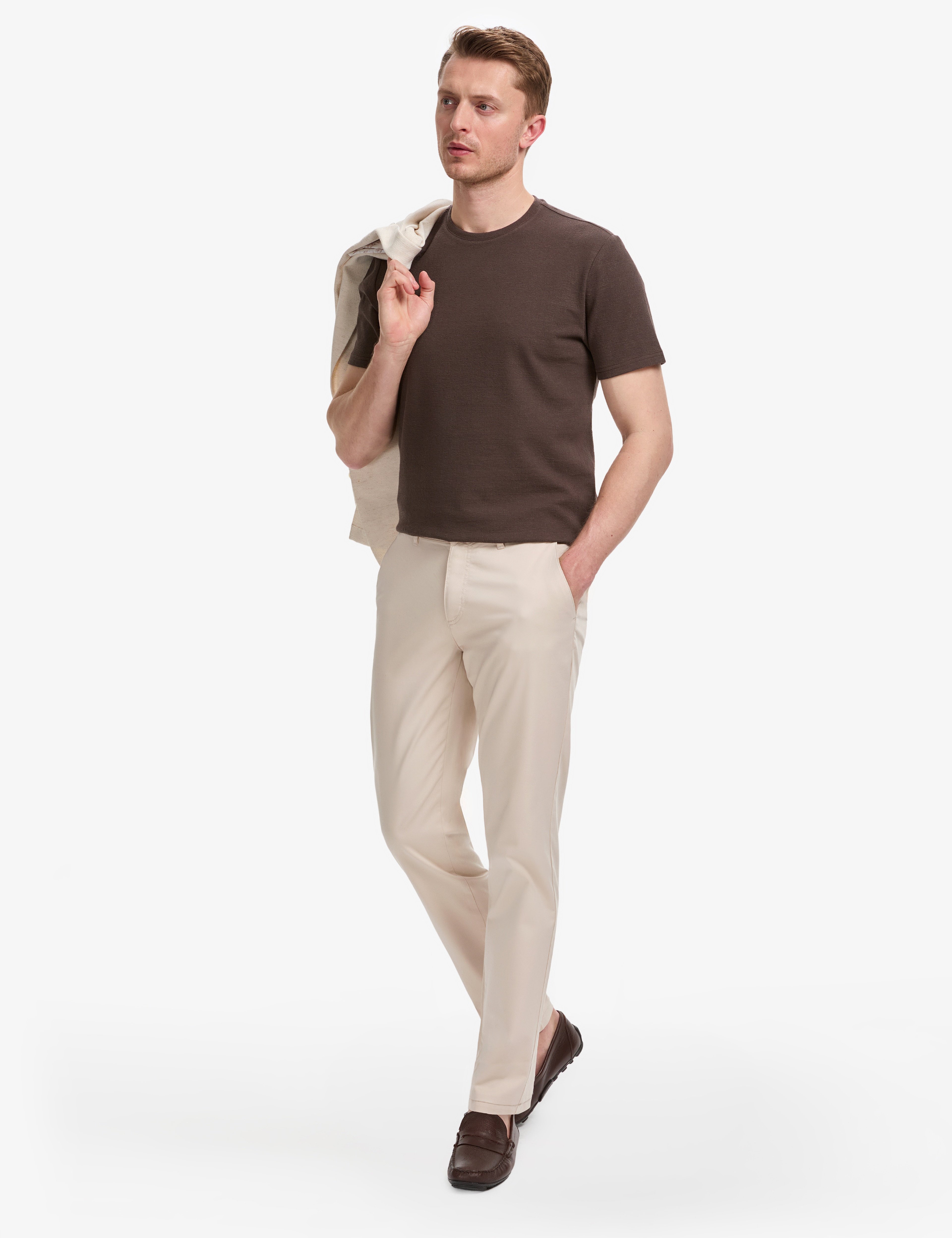 Bej Slim Fit Basic Kanvas Pantolon